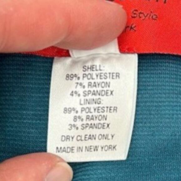 B Michael America Red Collection V Neck Long Sleeve Midi Dress Teal NWT Size 8 - Picture 8 of 13